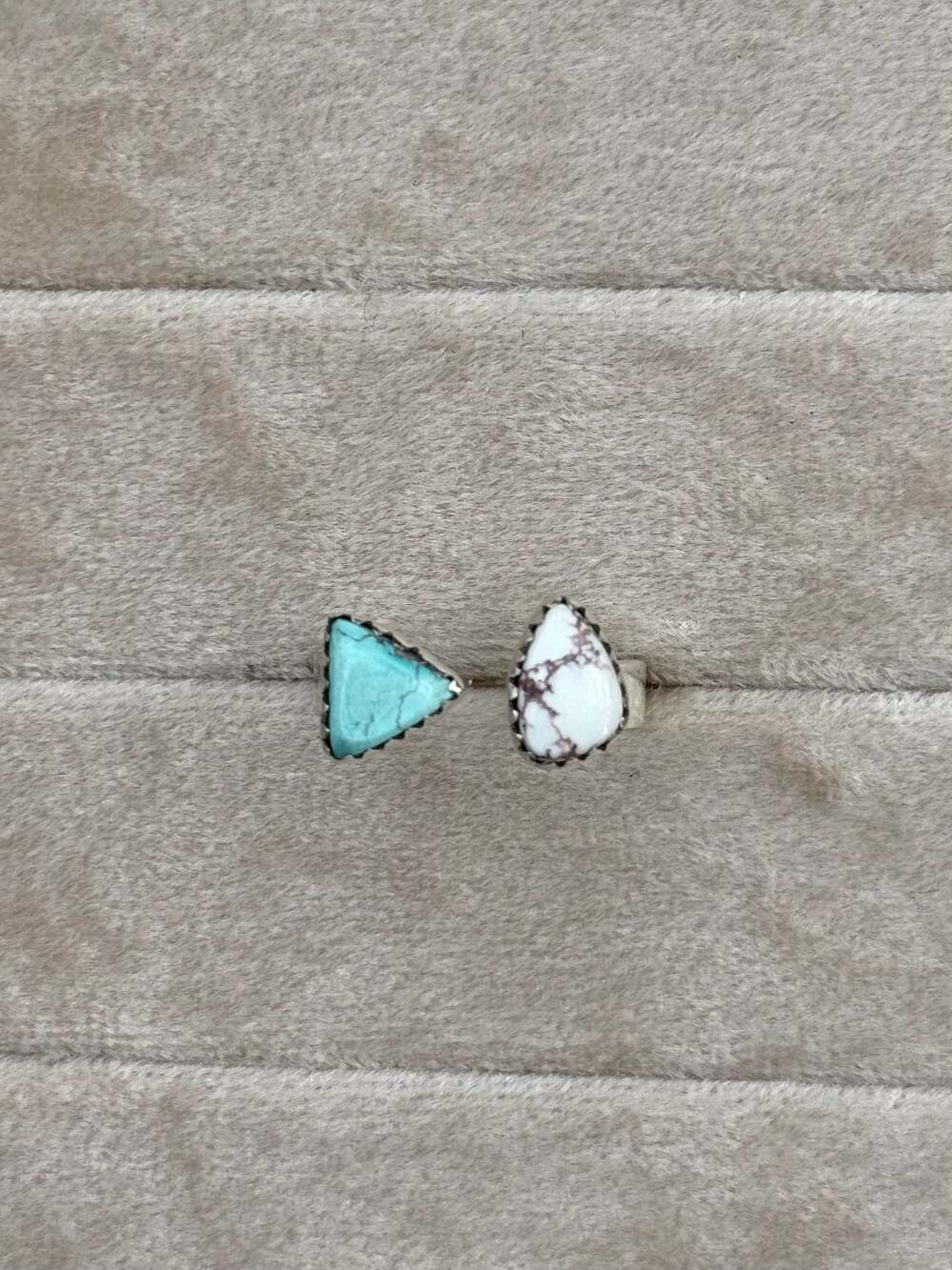 Artisan made Sterling Silver Whitewater Turquoise and Wild Horse Floater Ring